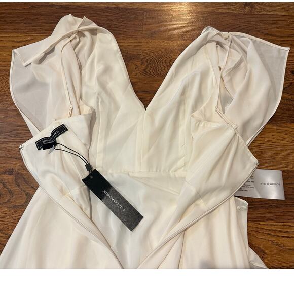 BCBG MaxAzria Women's Ruffle Cascade Maxi Dress Ivory Size 2 NWT Evening Gown - Picture 7 of 12